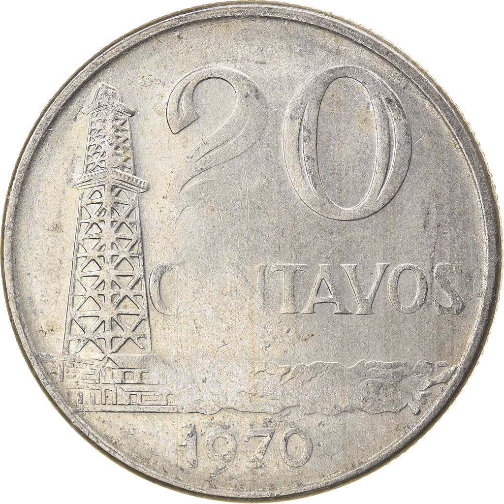 Coin, Brazil, 20 Centavos, 1970, die adjustment strike error, 