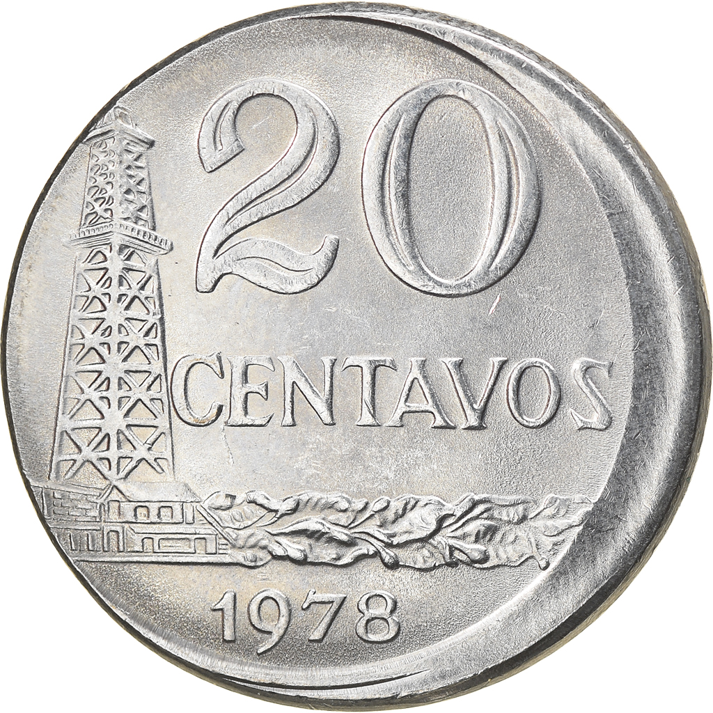 Coin, Brazil, 20 Centavos, 1978, error off center strike, , Stainless