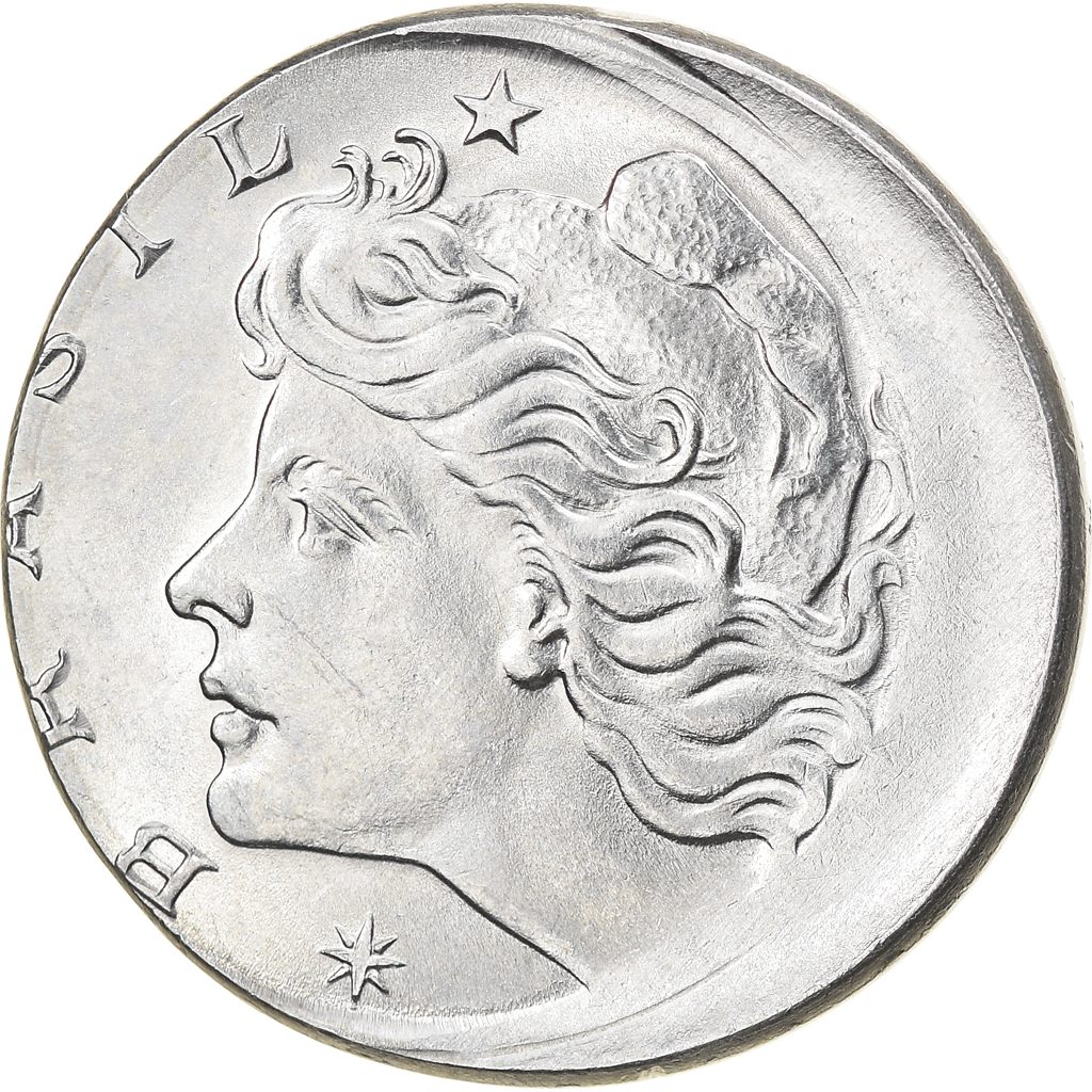 Coin, Brazil, 10 Centavos, 1974, error off center strike, , Stainless
