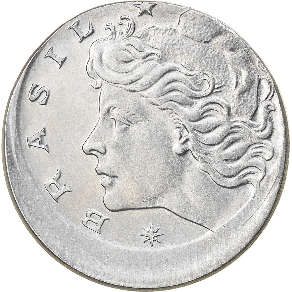 Coin, Brazil, 10 Centavos, 1974, error off center strike, , Stainless