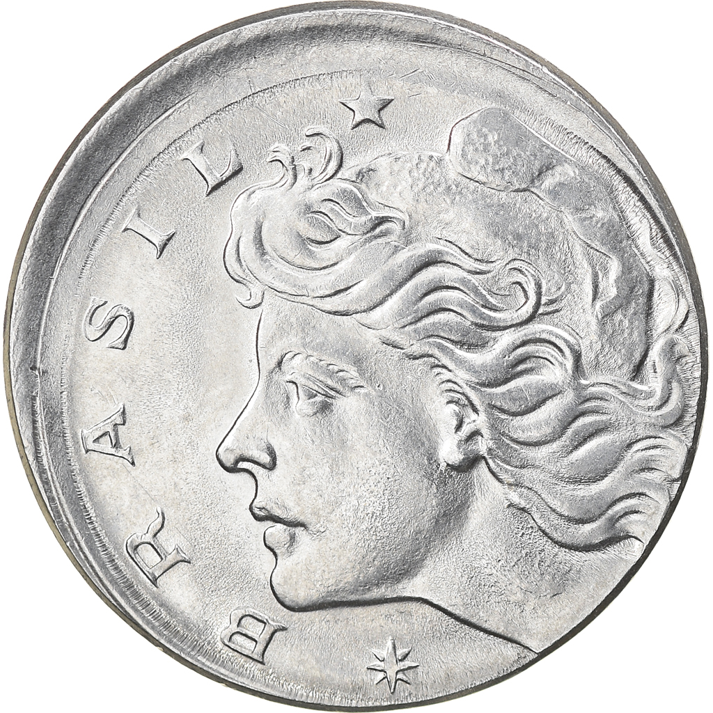 Coin, Brazil, 10 Centavos, 1974, error off center strike, , Stainless