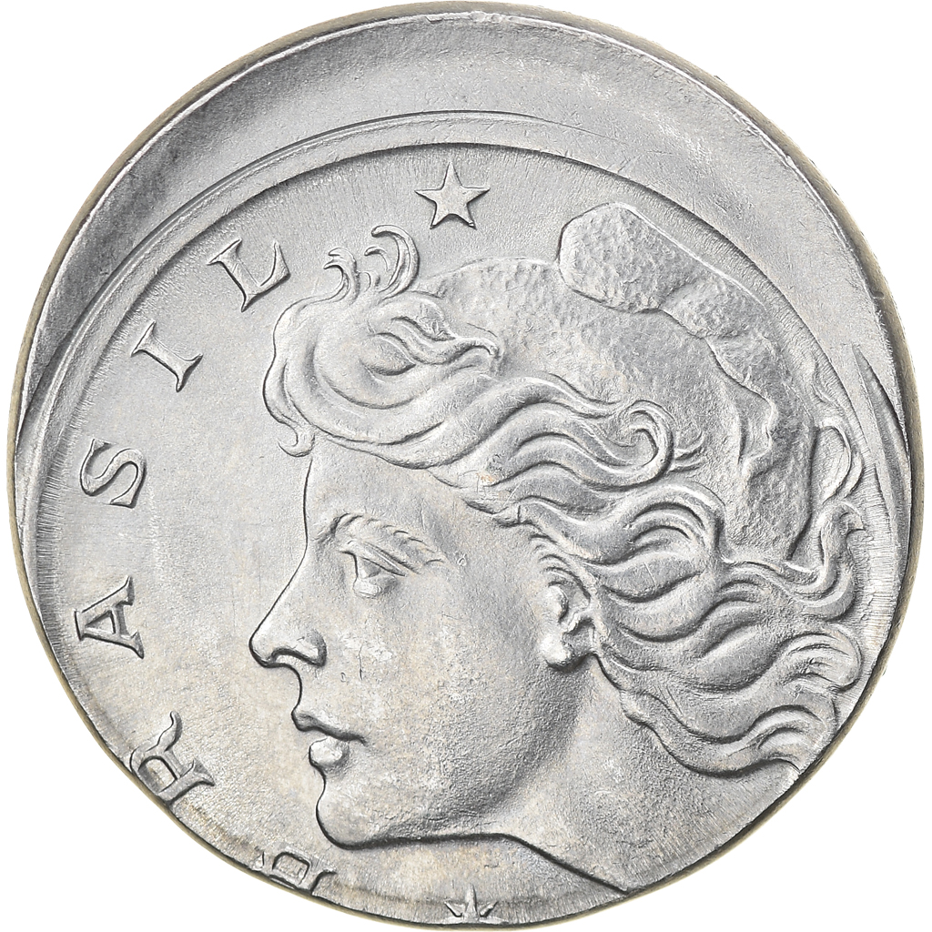 Coin, Brazil, 10 Centavos, 1974, error off center strike, , Stainless