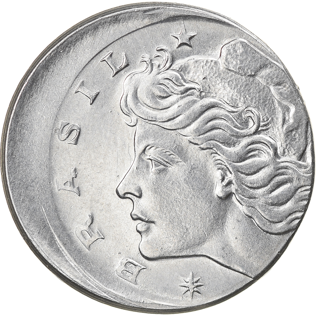 Coin, Brazil, 10 Centavos, 1974, error off center strike, , Stainless