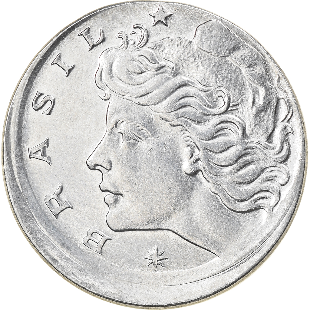 Coin, Brazil, 10 Centavos, 1974, error off center strike, , Stainless