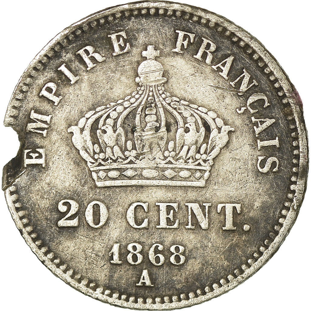 Coin, France, Napoleon III, Napoléon III, 20 Centimes, 1868, Paris, 