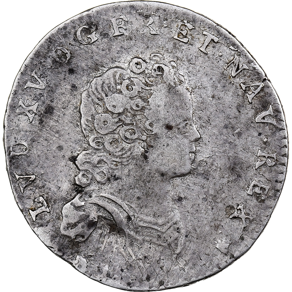 France, Louis XV, 1/10 Écu vertugadin, 1716, Perpignan, Silver, 