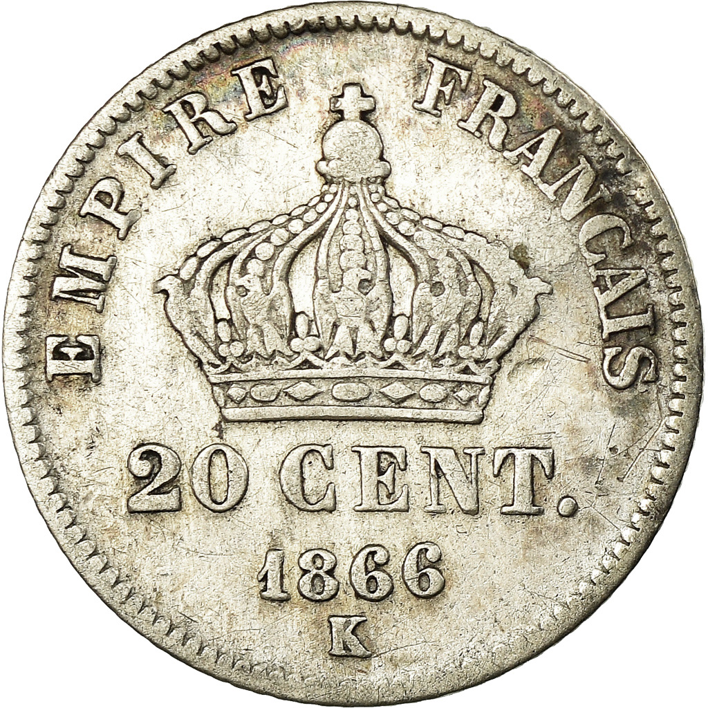 Coin, France, Napoleon III, Napoléon III, 20 Centimes, 1866, Bordeaux