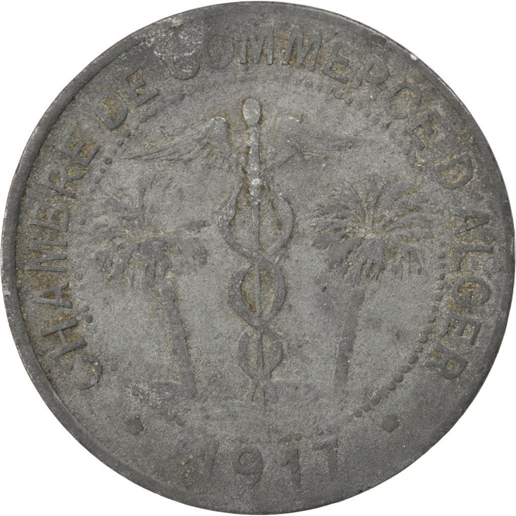 Coin, Algeria, 10 Centimes, 1917, , Zinc, Elie:10.6