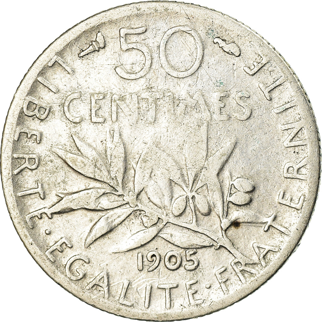Coin, France, Semeuse, 50 Centimes, 1905, Paris, , Silver, KM:854
