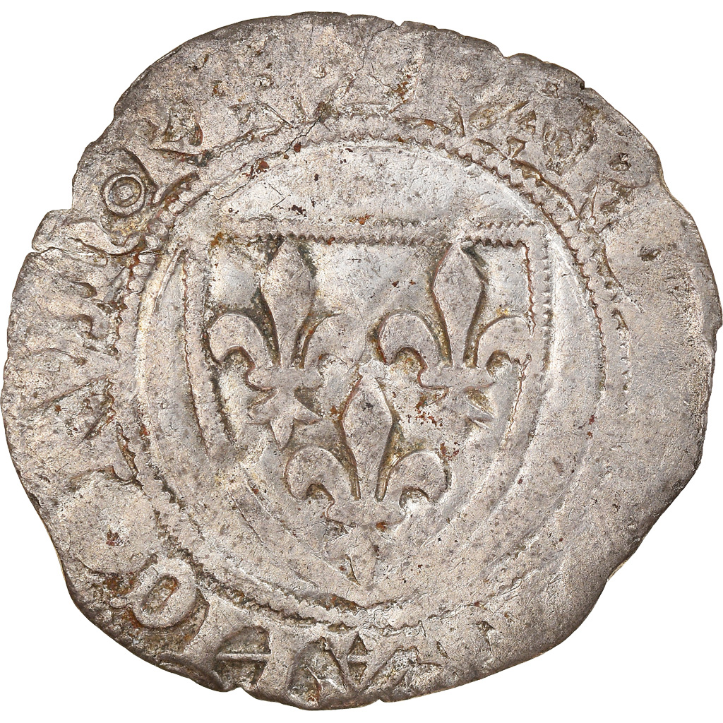 Coin, France, Charles VI, 1/2 Guénar, Uncertain Mint, , Billon