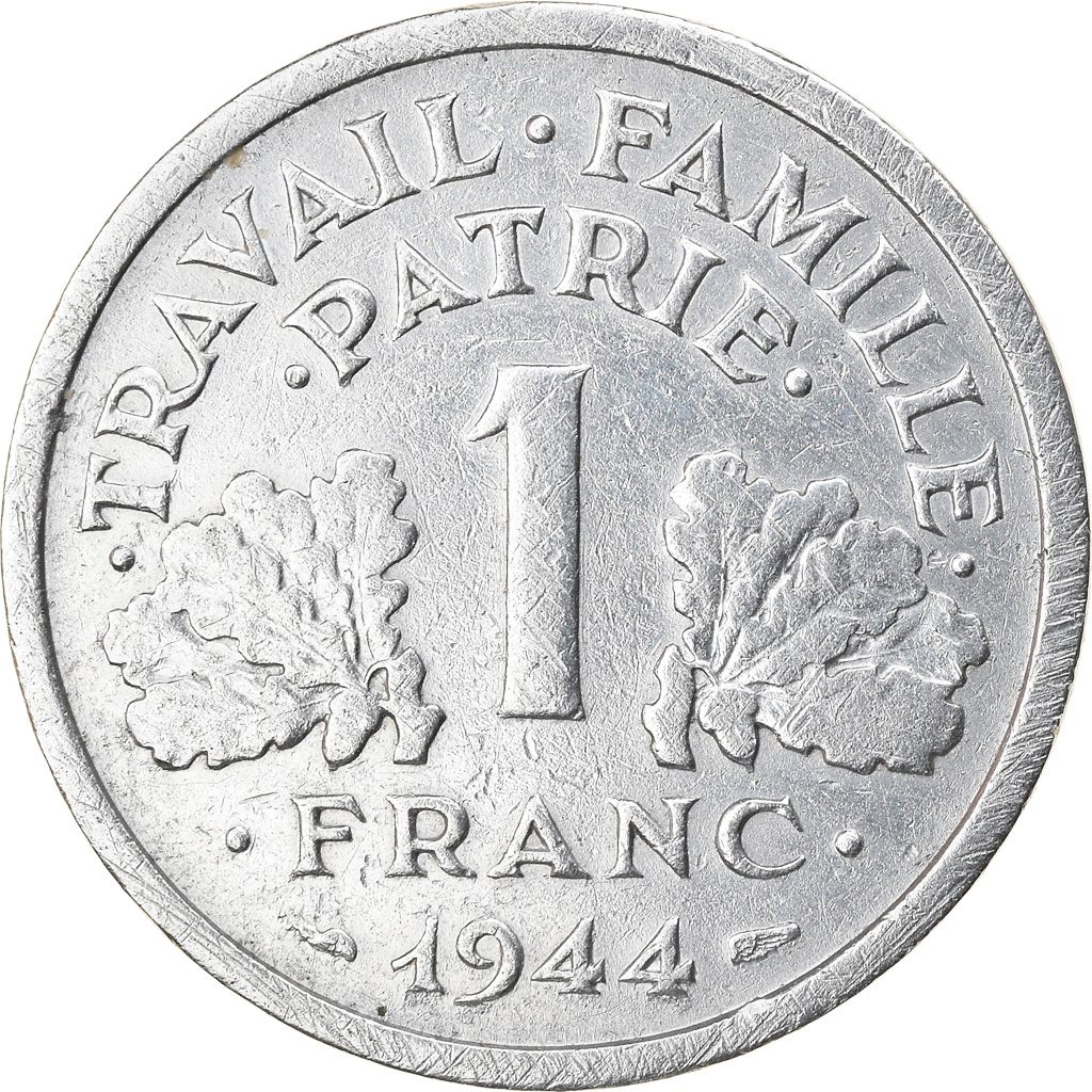 Coin, France, Bazor, Franc, 1944, Castelsarrasin, Petit C, , Aluminum
