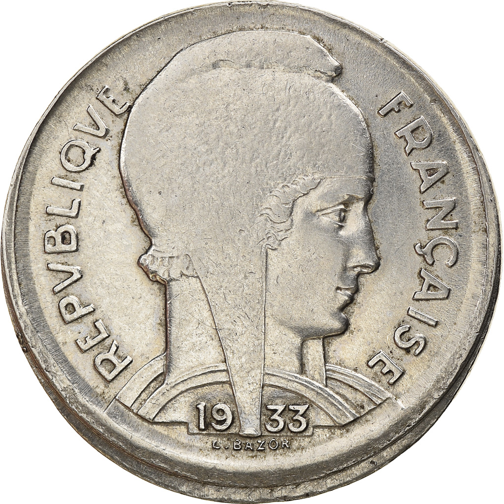 Coin, France, Bazor, 5 Francs, 1933, Paris, Fautée, , Nickel, KM:887