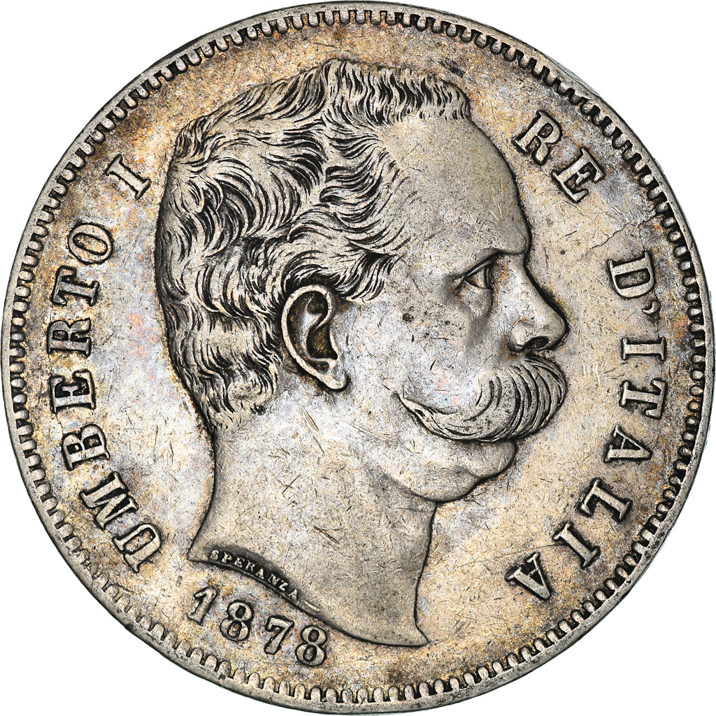 Coin, Italy, Umberto I, 5 Lire, 1878, Rome, EF, Silver, KM:20