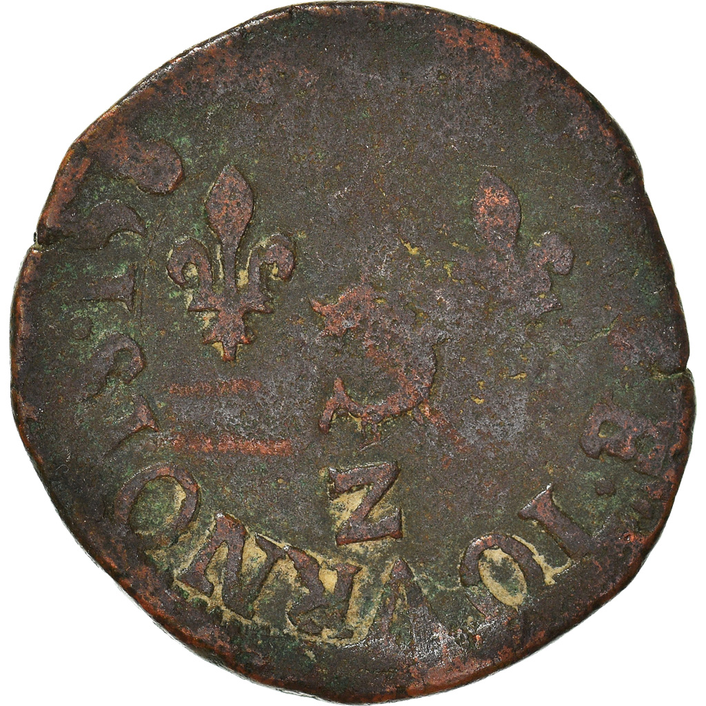 Coin, France, Henri III, Double Tournois, 158[1], Grenoble, , Copper