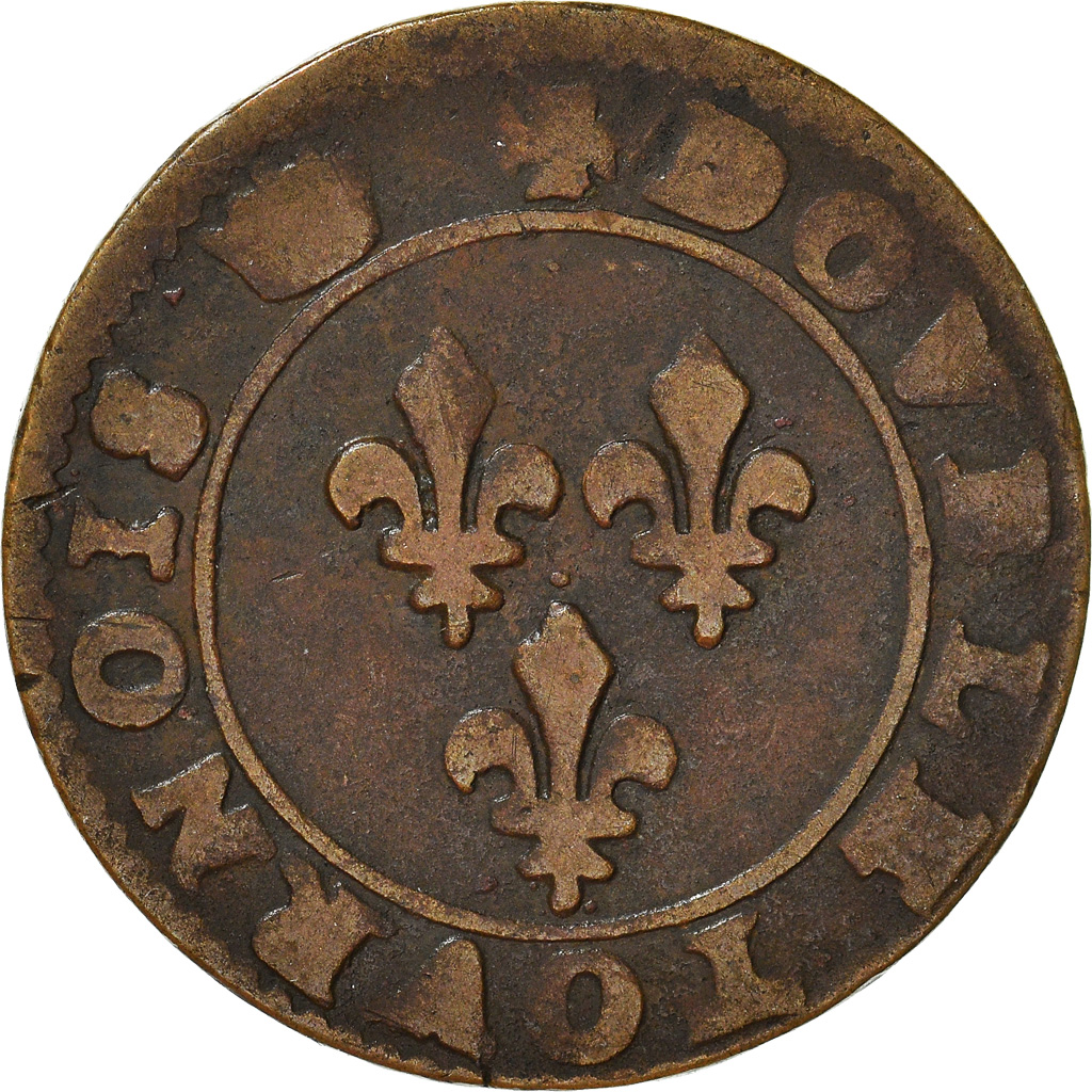 Coin, France, Henri III, La Ligue, Double Tournois, Undated (1591-1592), Paris