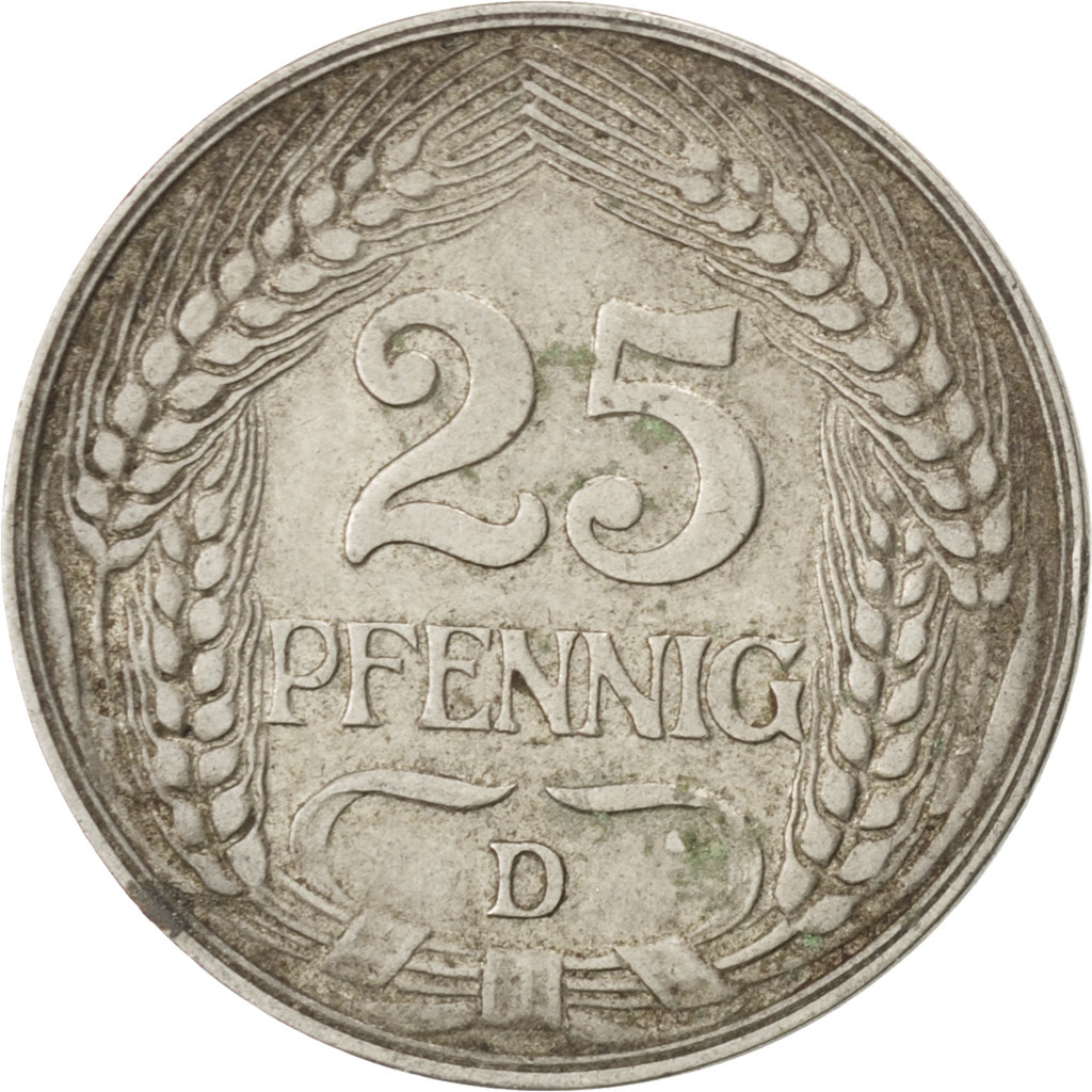 Coin, GERMANY - EMPIRE, Wilhelm II, 25 Pfennig, 1910, Munich, , Nickel