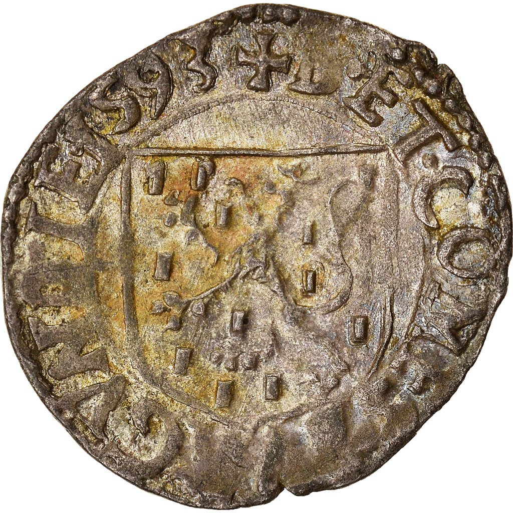 Coin, Spain, Franche-Comté, Philip II, Carolus, 1593, Dole, , Billon