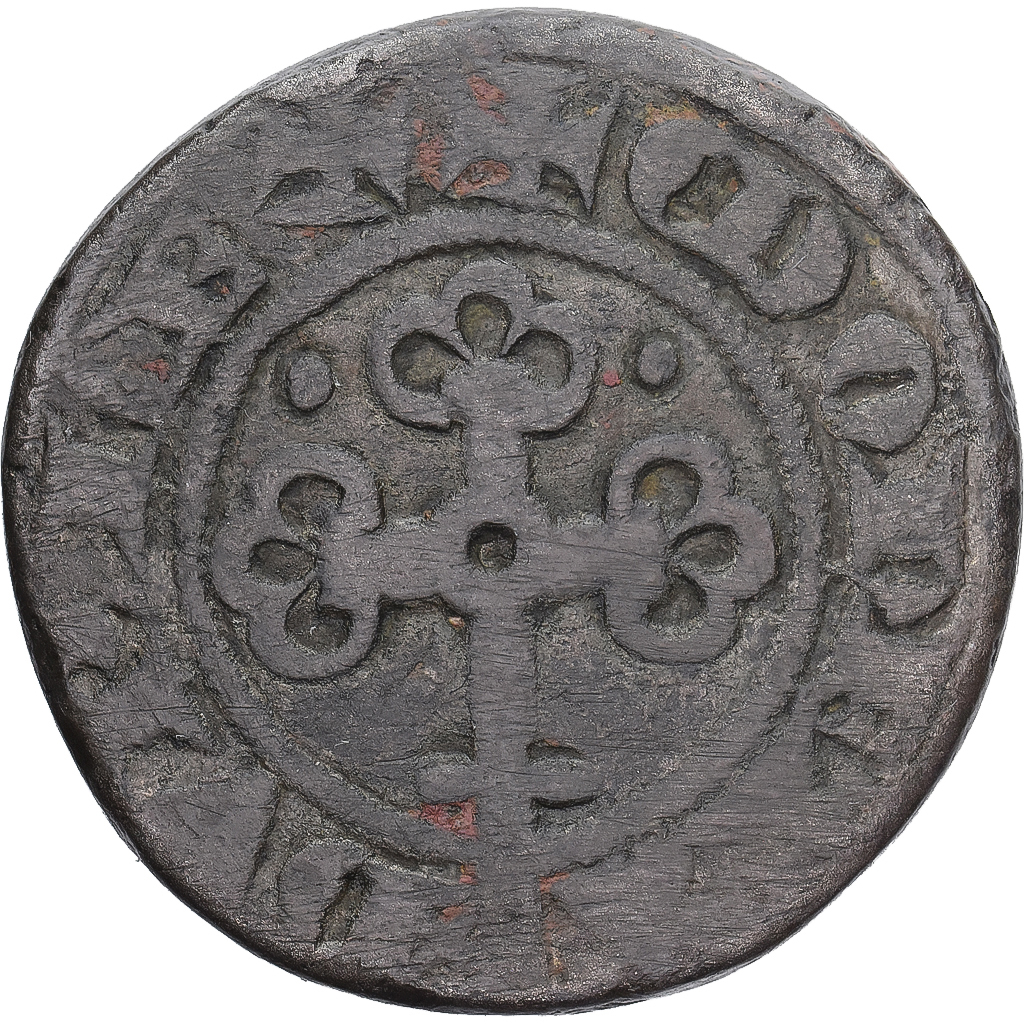 Coin, France, Philippe VI, Piéfort, Double Tournois, VF, Billon