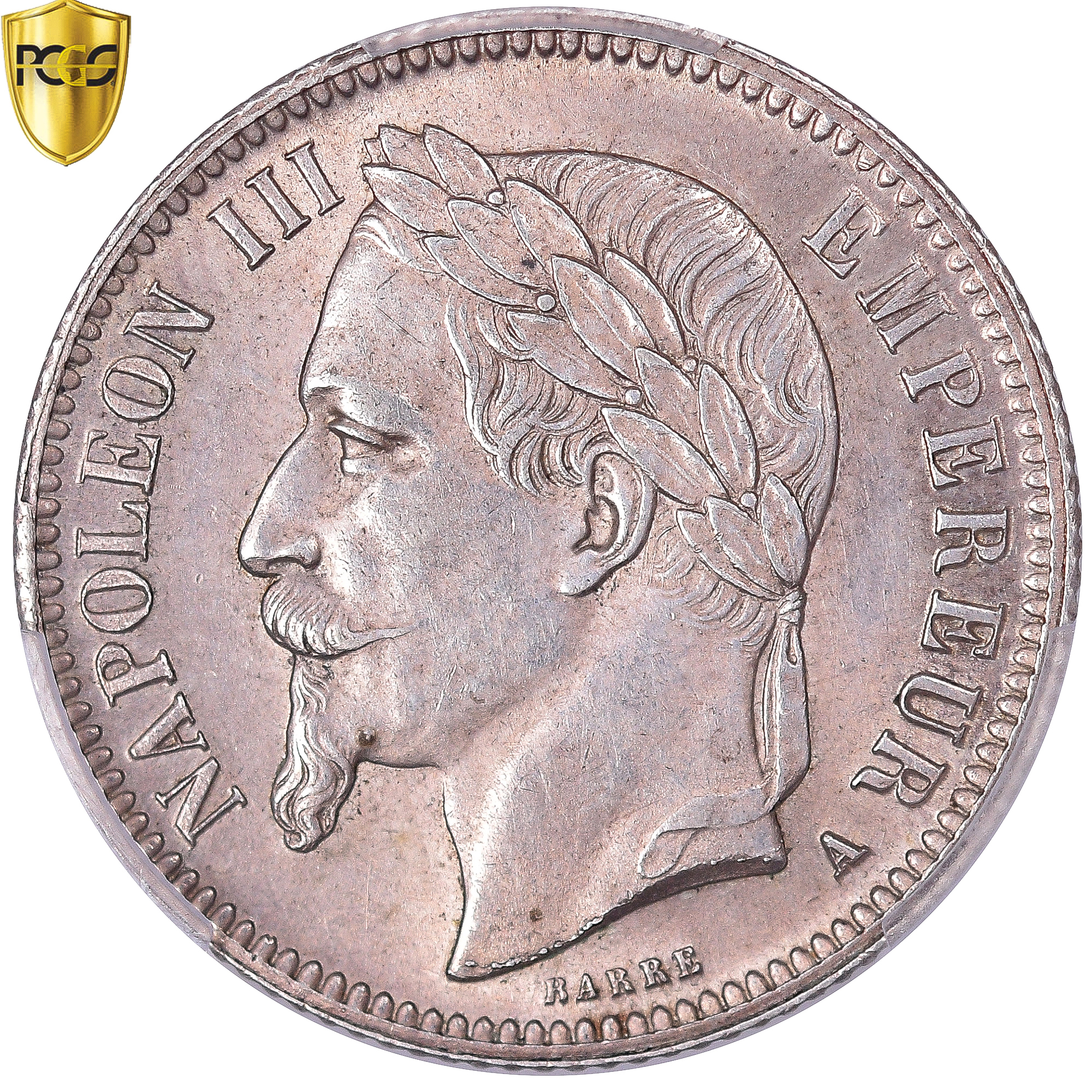 Coin, France, Napoleon III, Franc, 1867, Paris, PCGS,  Details, , Silver