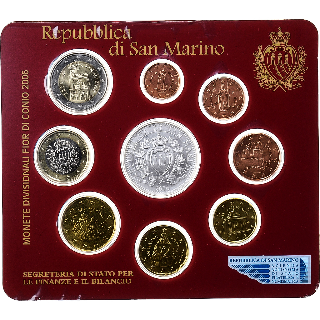 San Marino, Set 1 ct. - 5 Euro, Coin card, 2006, Rome, STGL