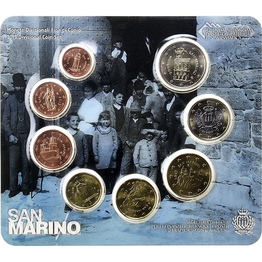 San Marino, Set 1 ct. - 2 Euro, Coin card, 2013, Rome, MS