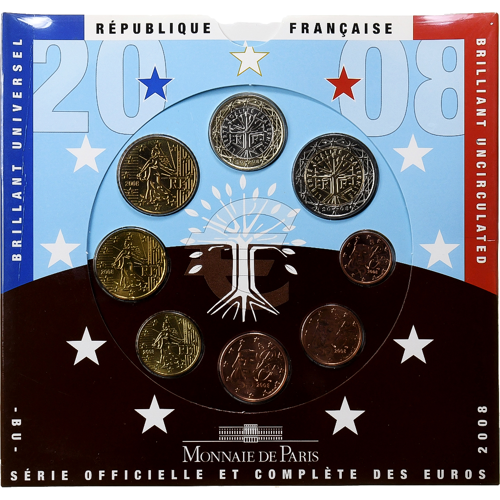 France, Set 1 ct. - 2 Euro, BU, 2008, MDP, FDC