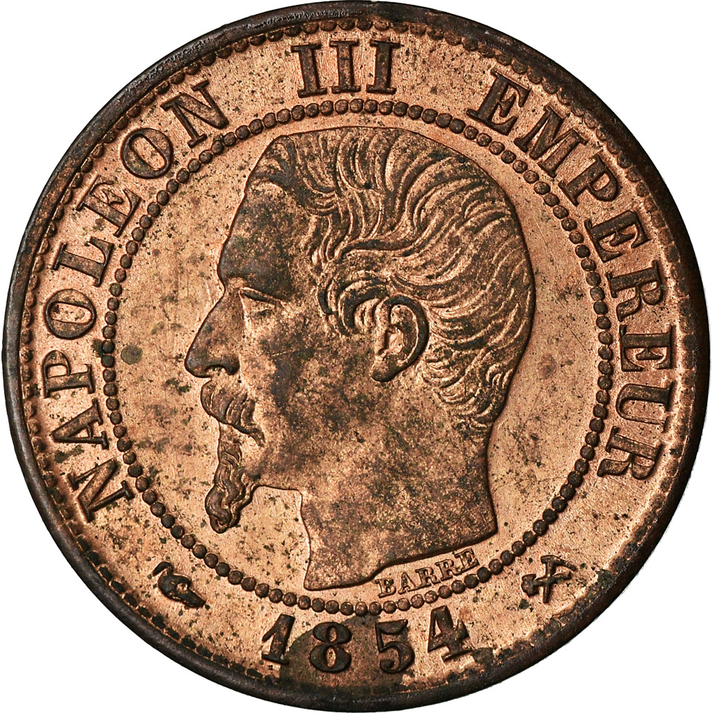 Coin, France, Napoleon III, Centime, 1854, Rouen, Rare, 