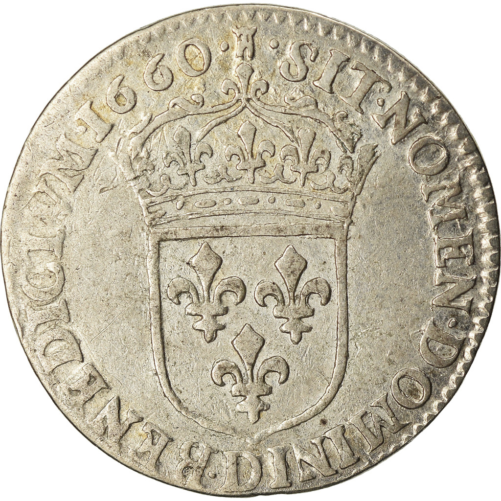 Coin, France, Louis XIV, 1/12 Écu à la mèche longue, 1660, Lyon