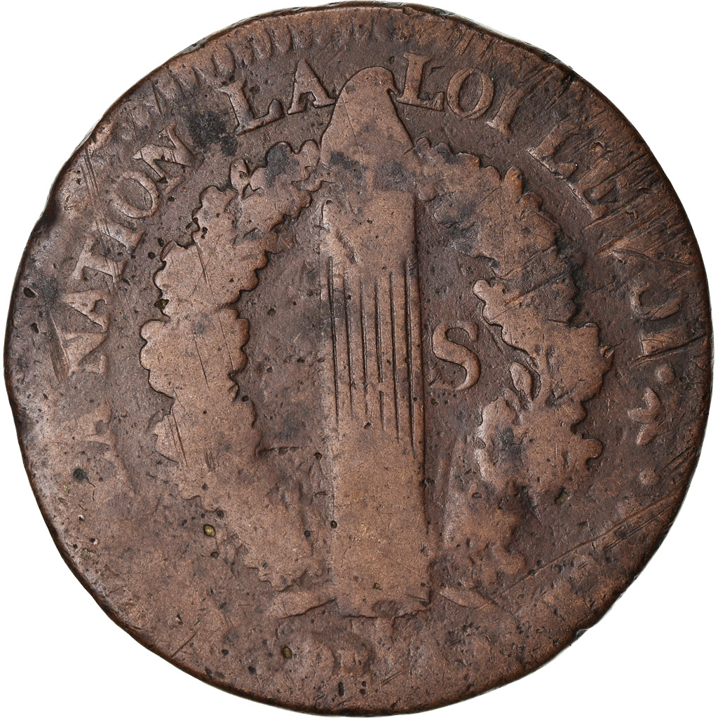 Coin, France, Louis XVI, 2 Sols, 1792, Strasbourg, , Bronze, Gadoury:24