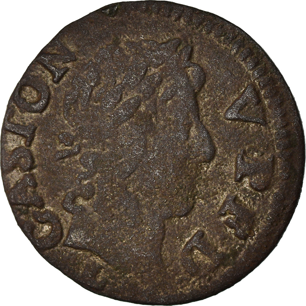 Coin, France, DOMBES, Gaston d'Orléans, Denier Tournois, 1653, Trévoux