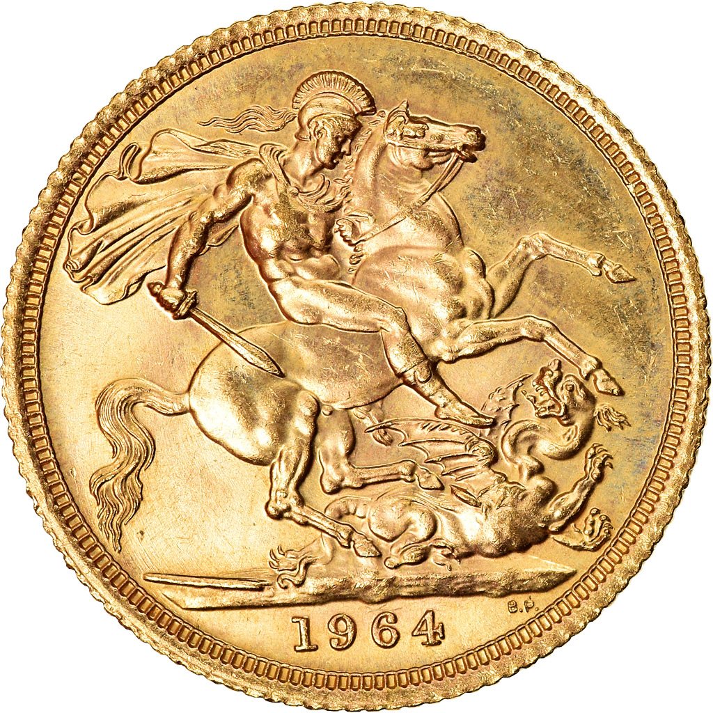 Coin, Great Britain, Elizabeth II, Sovereign, 1964, , Gold, KM:908