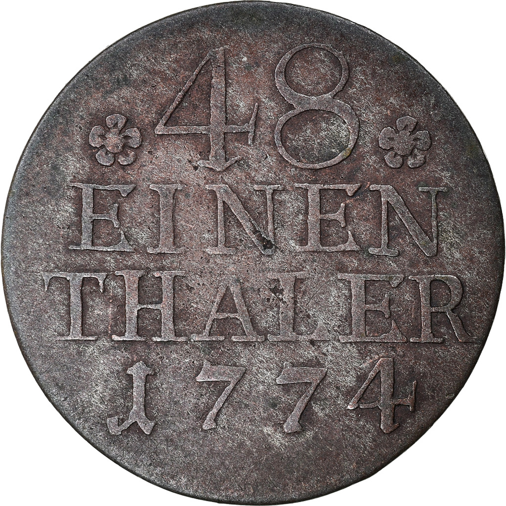 Coin, German States, PRUSSIA, Friedrich II, 1/48 Thaler, 1/2 Groschen, 1774