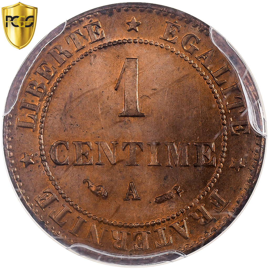 France, 1 Centime, Cérès, 1884, Paris, Bronze, PCGS, MS65RD, Gadoury:88