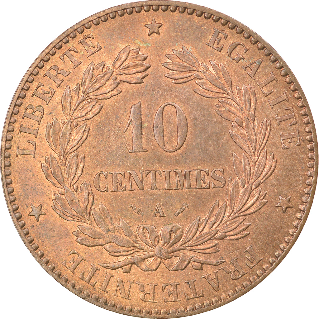 France, 10 Centimes, Cérès, 1880, Paris, Bronze, , Gadoury:265a