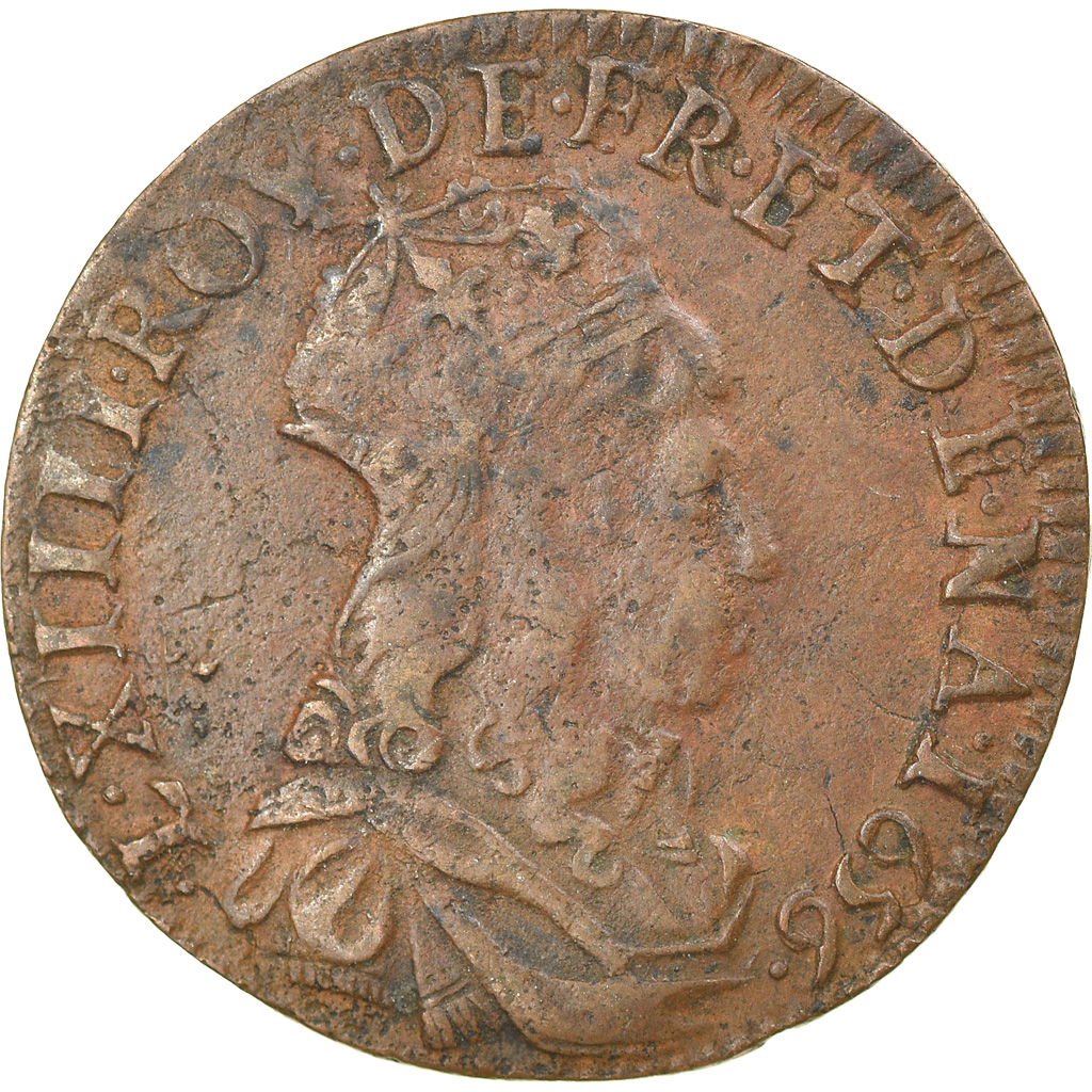 Coin, France, Louis XIV, Liard de France au buste juvénile, deuxième type