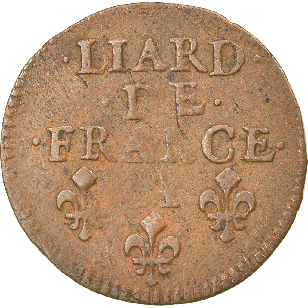 Coin, France, Louis XIV, Liard de France au buste juvénile, deuxième type