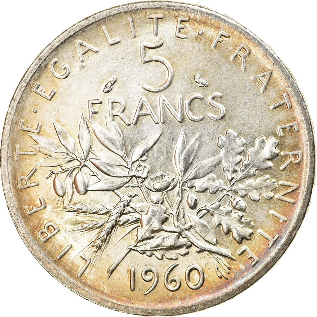 Coin, France, Semeuse, 5 Francs, 1960, , Silver, KM:926, Gadoury:770