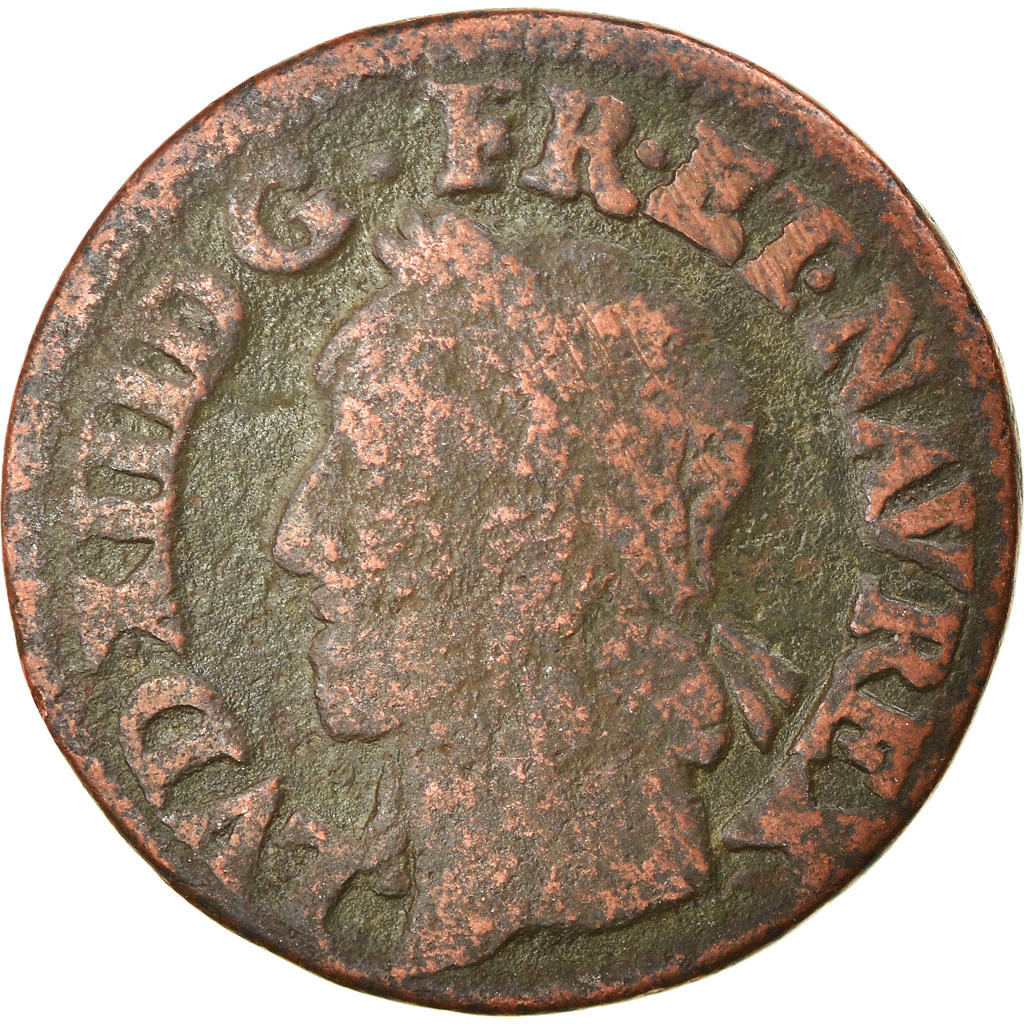 Coin, France, Louis XIII, Double tournois de Warin, tête à gauche, Double