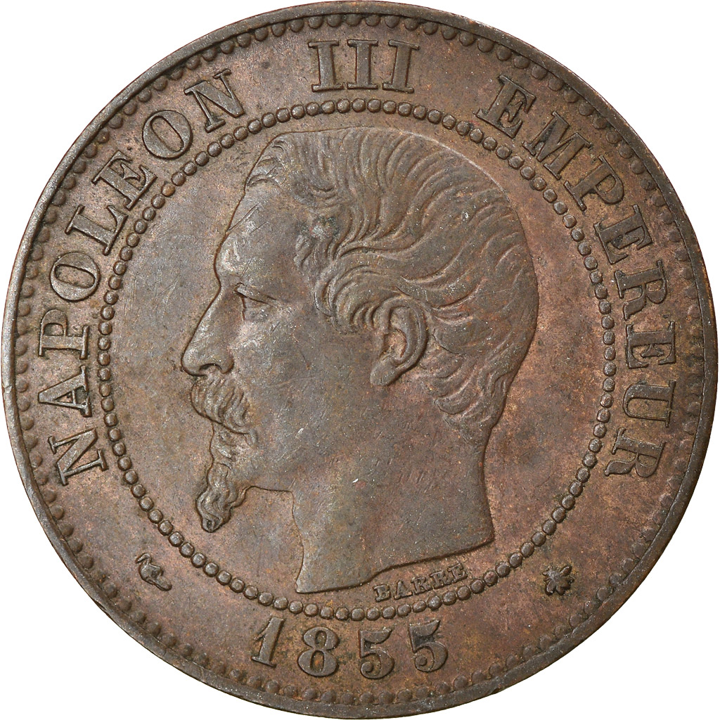 Coin, France, Napoleon III, 2 Centimes, 1855, Strasbourg, , KM 776.3