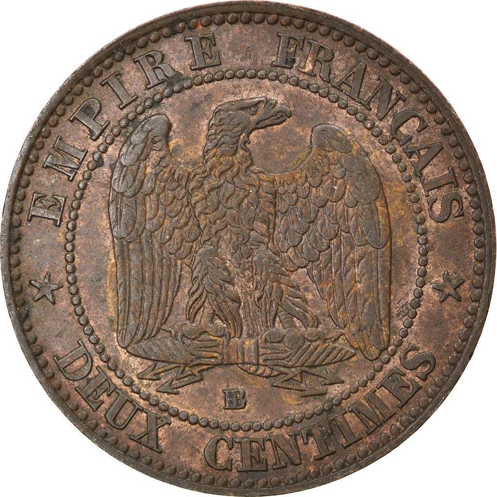 Coin, France, Napoleon III, 2 Centimes, 1855, Strasbourg, , KM 776.3