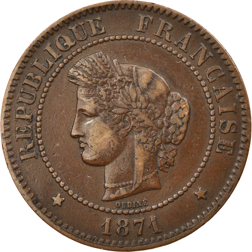 Coin, France, Cérès, 5 Centimes, 1871, Bordeaux, , Bronze, KM:821.2