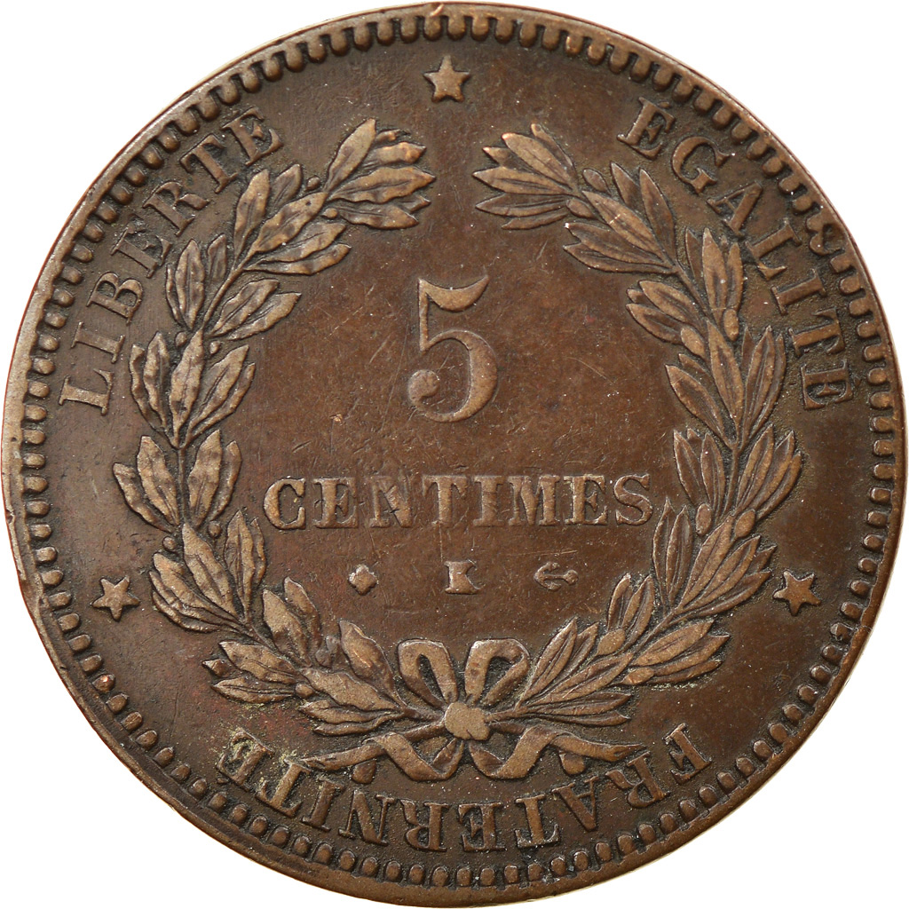 Coin, France, Cérès, 5 Centimes, 1871, Bordeaux, , Bronze, KM:821.2