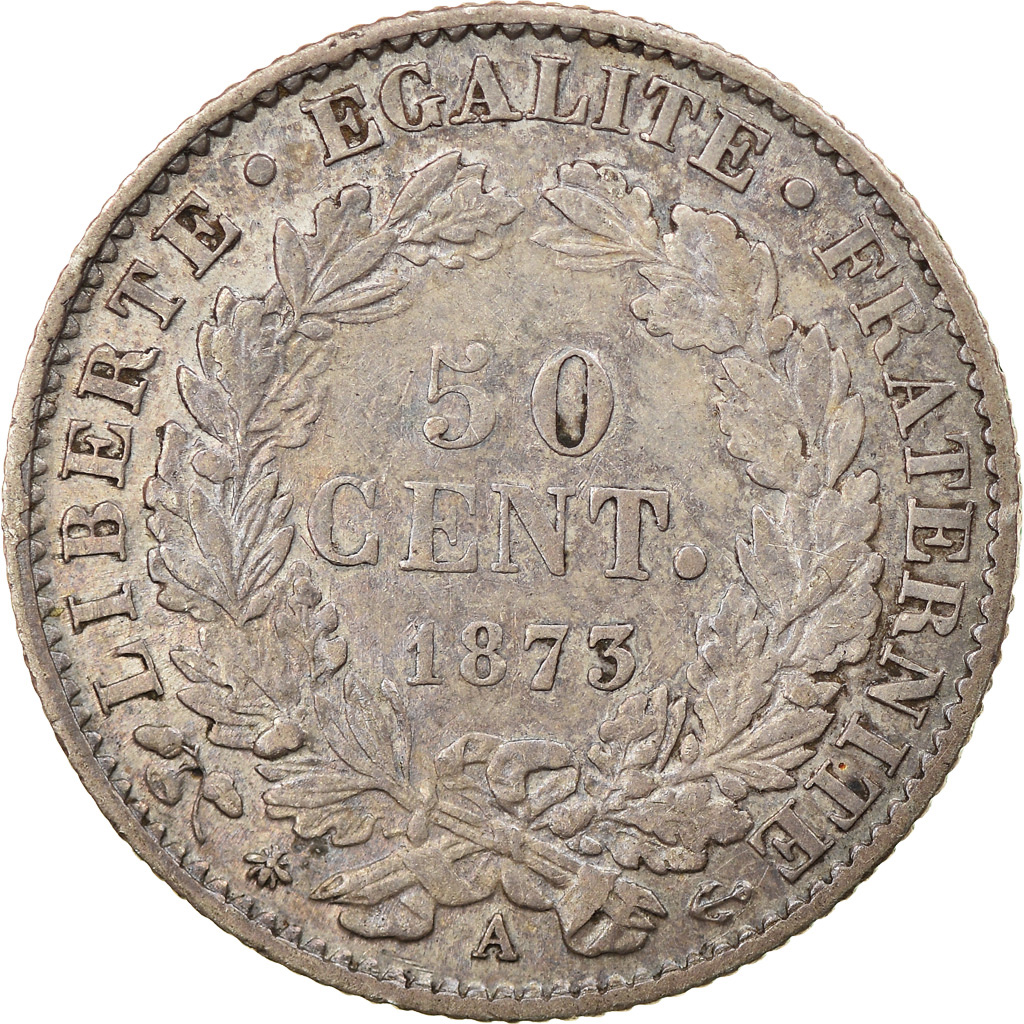Coin, France, Cérès, 50 Centimes, 1873, Paris, , Silver, KM:834.1