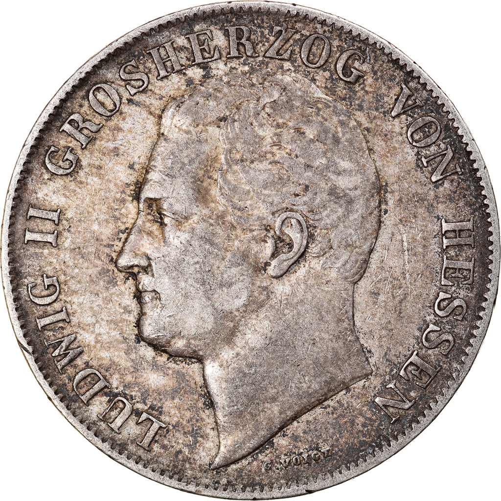 Coin, German States, HESSE-DARMSTADT, Ludwig II, 2 Gulden, 1847, 
