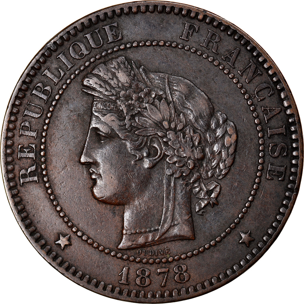 Coin, France, Cérès, 10 Centimes, 1878, Bordeaux, , Bronze, KM:815.2
