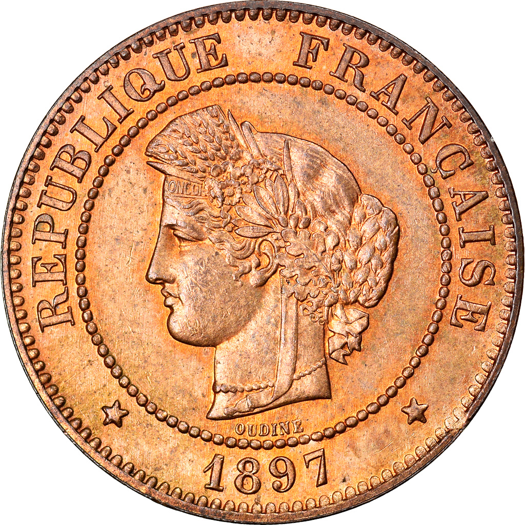 Coin, France, Cérès, 5 Centimes, 1897, Paris, , Bronze, KM:821.1