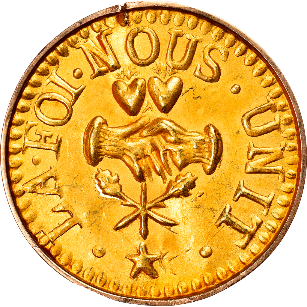 France, Love Token, Treizain, Denier bractéate à épouser, , Vermeil