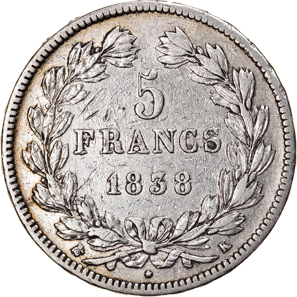 Coin, France, Louis-Philippe, 5 Francs, 1838, Bordeaux, , Silver