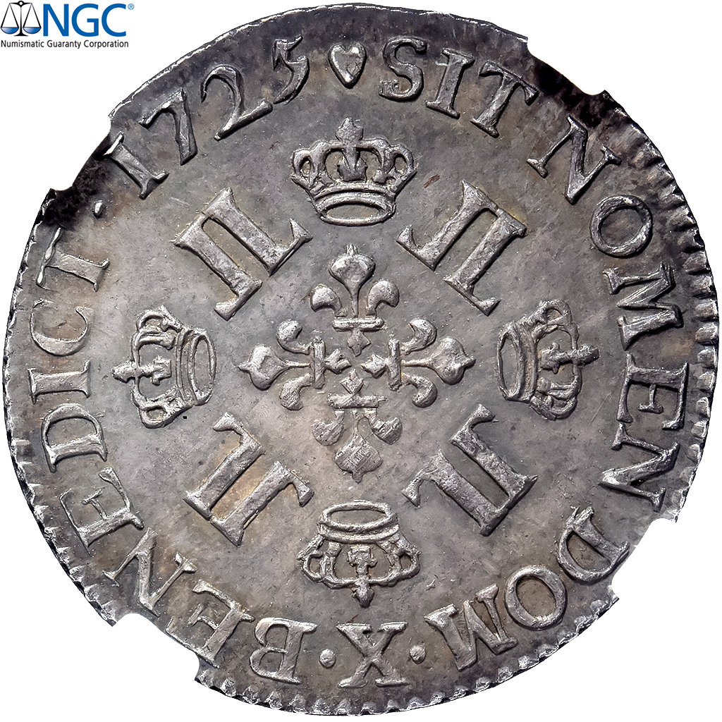 France, Louis XV, 1/4 Ecu aux 8 L, 1725, Amiens, TOP POP, Silver, NGC, 