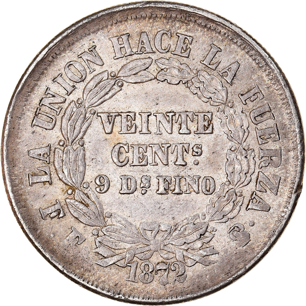 Coin, Bolivia, 20 Centavos, 1872, Potosi, , Silver, KM:159.1